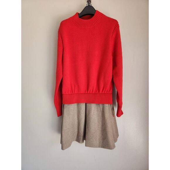NWT Anthropologie Mare Mare Twofer Mock-Neck Sweater dress Sz S Red 9A401 - Picture 2 of 11